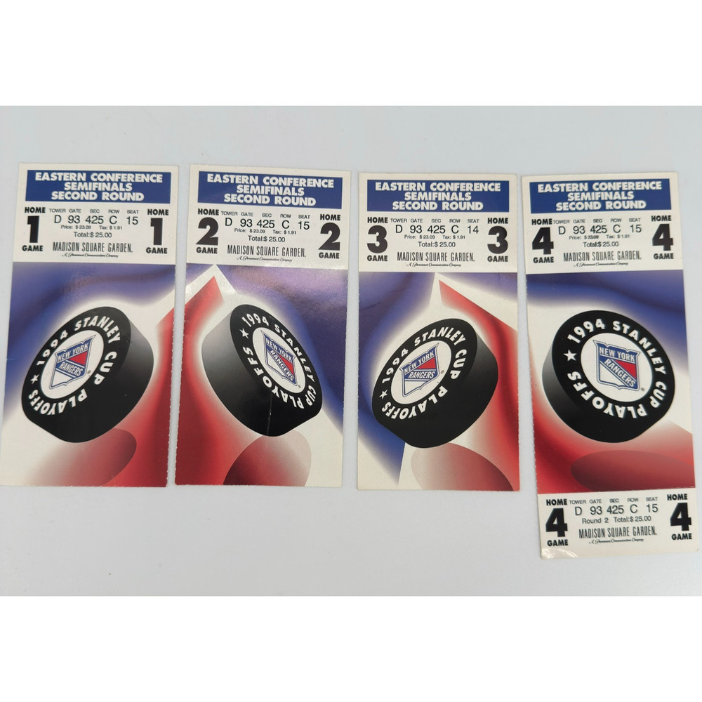 NY Rangers 1994 Stanley Cup Playoffs Eastern Semifinals Tickets Games 1–4 at MSG